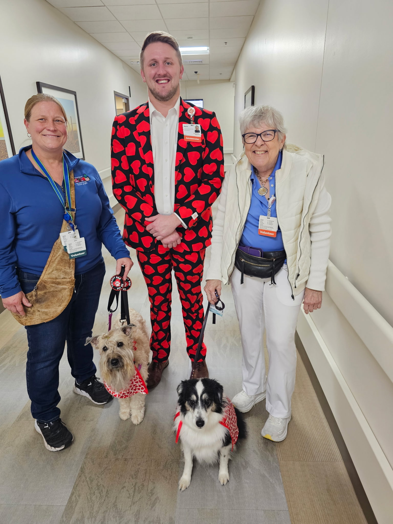 photograph of Therapy Dog Teams at HCA Fort Walton-Destin Hospital on Valentine's day