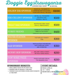 Dog-Harmony Sponsorship Tiers for the 10th Annual Doggie Eggstravaganza 2025
