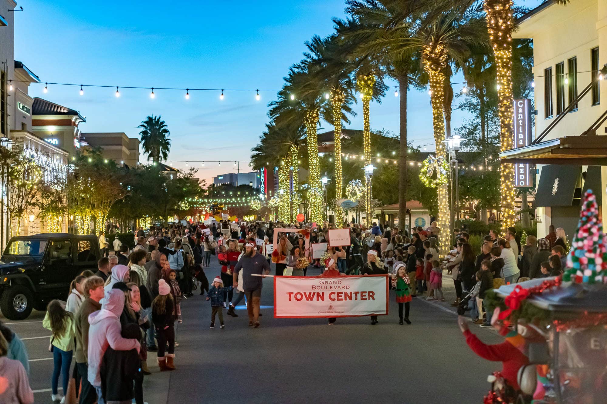 photograph of a past Hometown Holiday Parade at Grand Boulevard in Sandestin