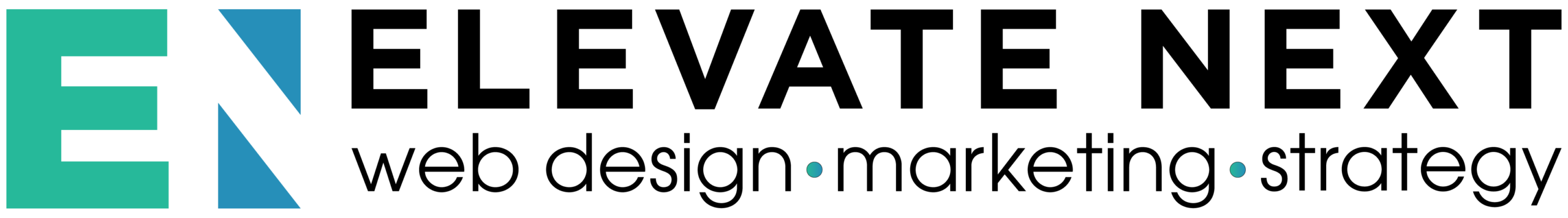 elevate next logo with tagline: web design, marketing, and strategy